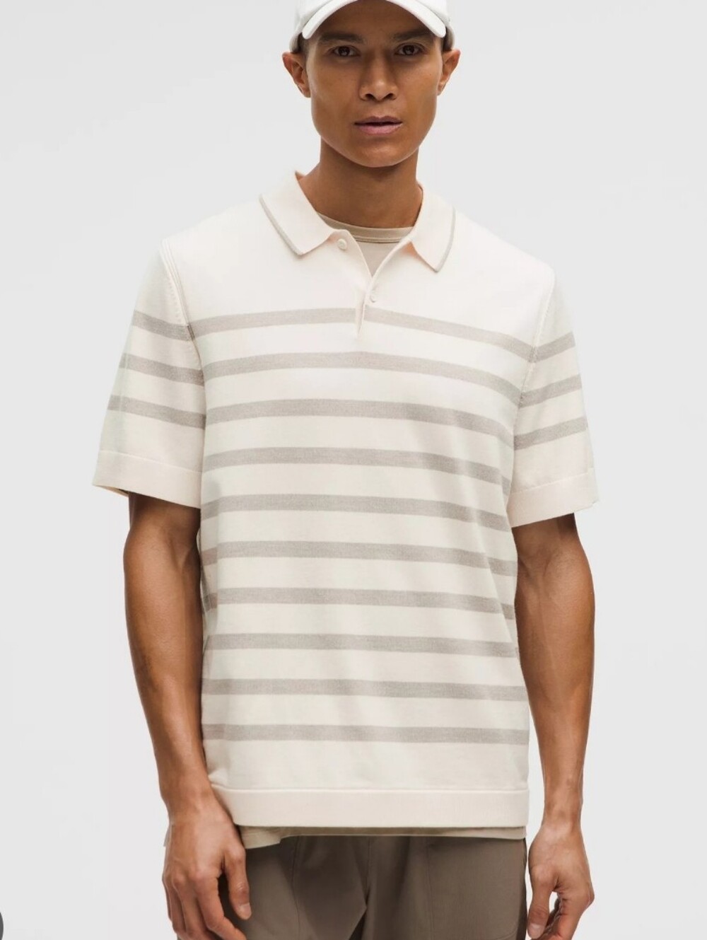 Lululemon New Venture Short Sleeve Knit Polo Shirt Merino Wool Mens Size L Flaw